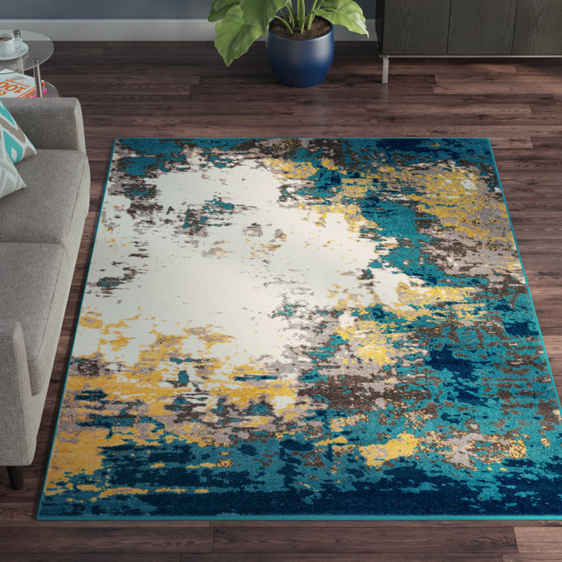 Wrought Studio Shuff Aqua/Bright Blue Area Rug & Reviews | Wayfair